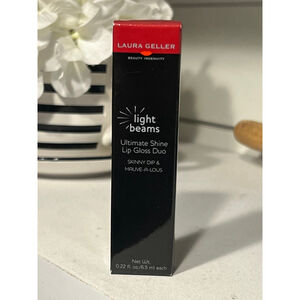 New Laura Geller Light Beams Ultimate Shine Lip Gloss Duo Skinny Dip & Mauve